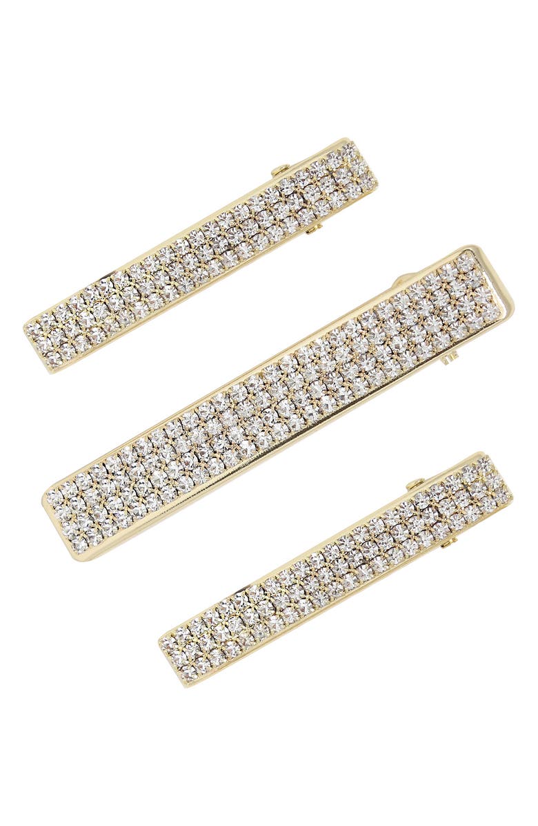 Ettika Set of 3 Crystal Hair Clips, Main, color, 