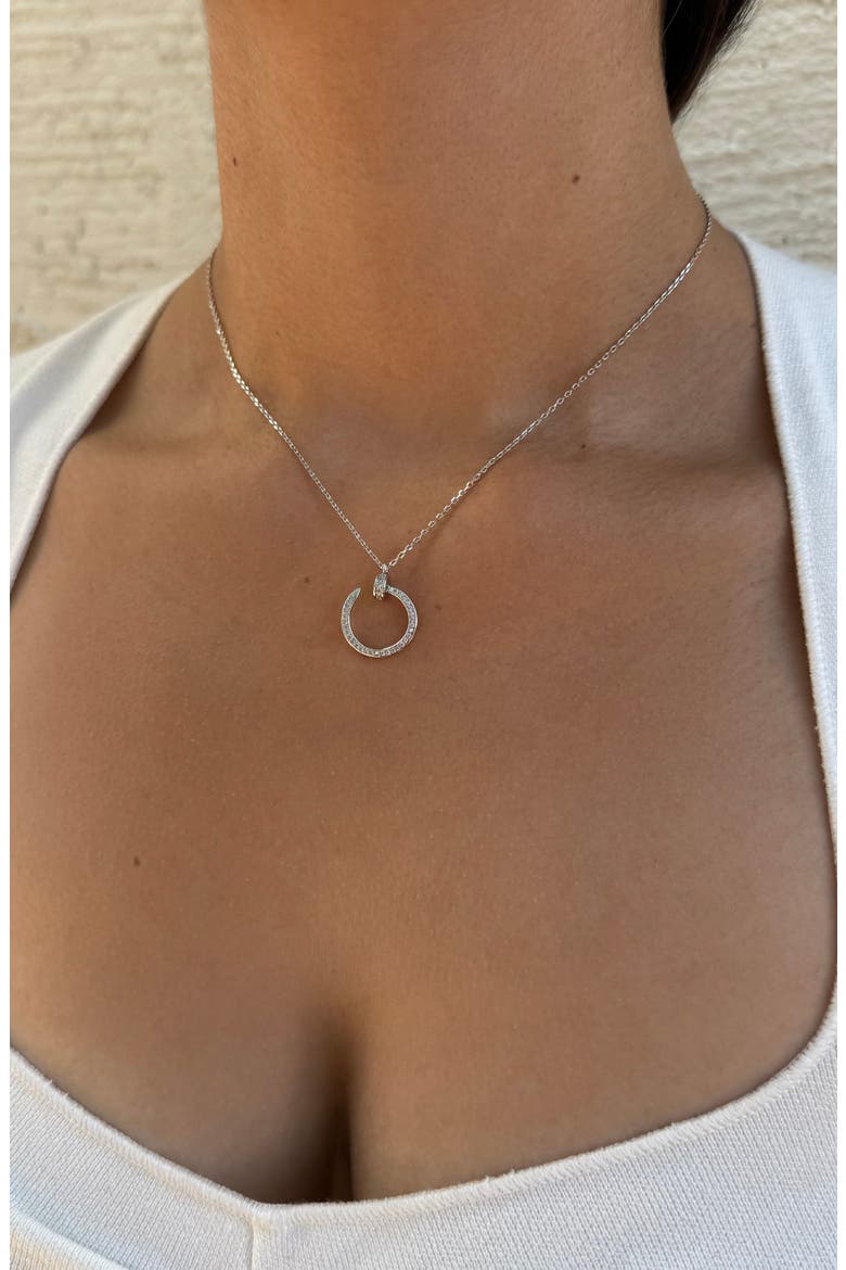 Set of 2 Clover & Nail Pendant Necklaces, Alternate, color, SILVER