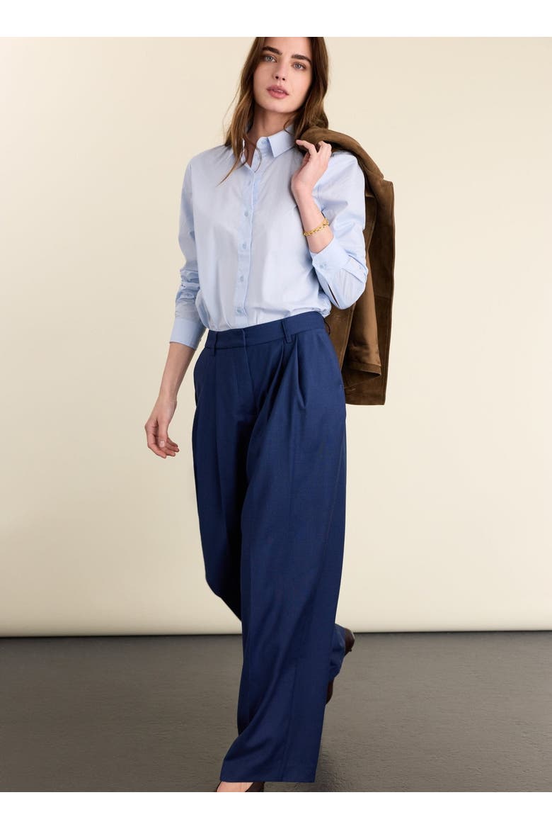Mika Cool Wool Wide Leg Trousers, Alternate, color, French Navy