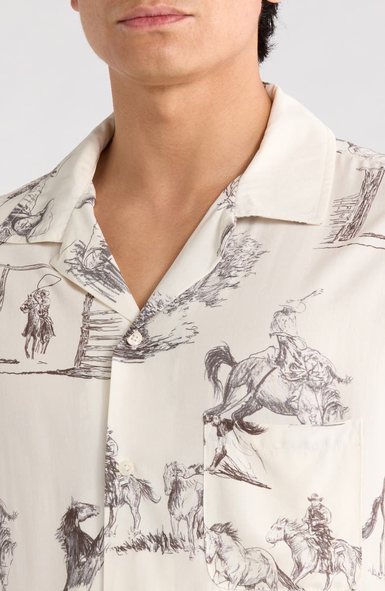 ONE OF THESE DAYS Charcoal Montage Cotton Camp Shirt, Alternate, color, Bone