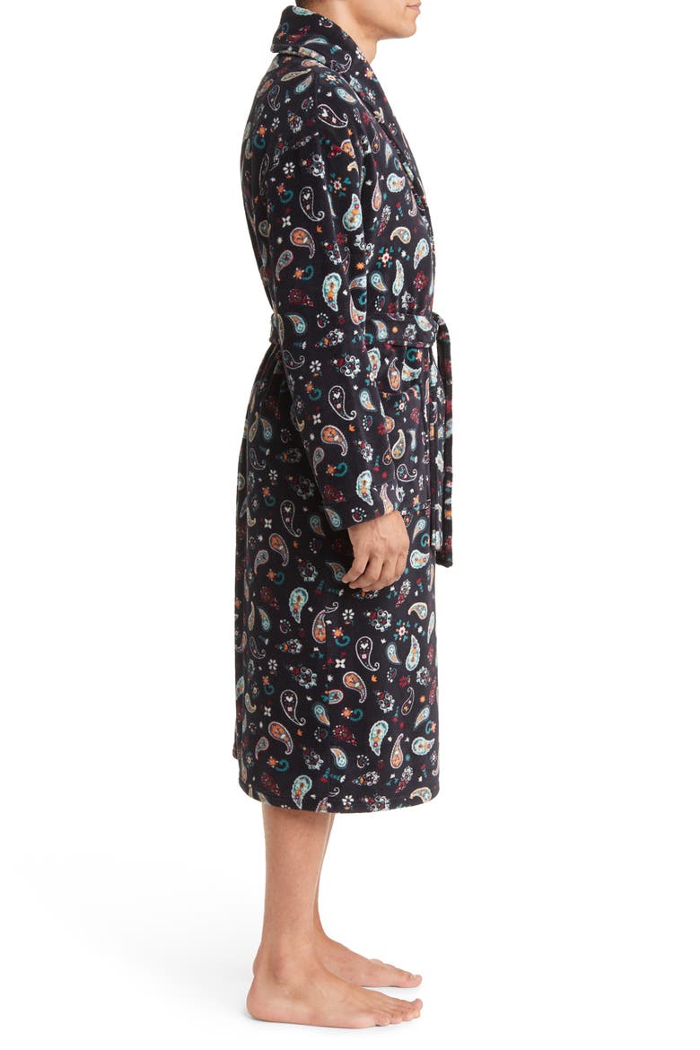 Paisley Fleece Robe, Alternate, color, BLACK PAISLEY