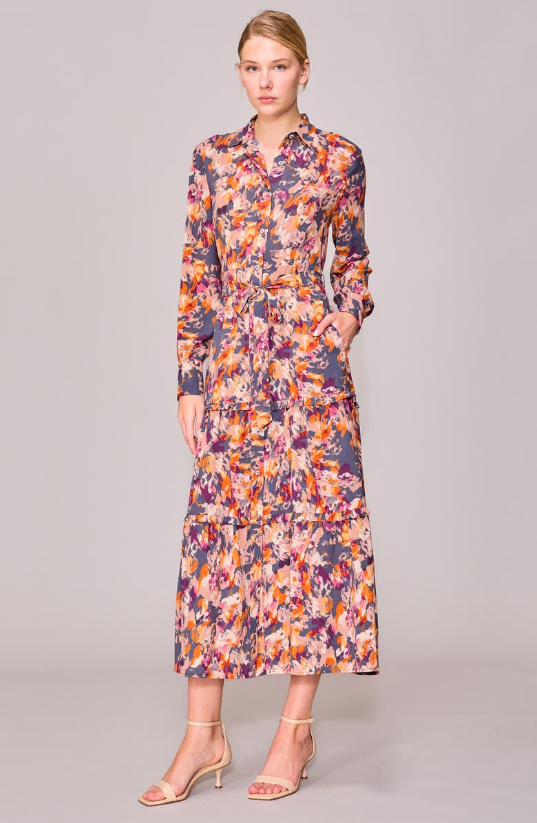 MELLODAY Long Sleeve Midi Shirtdress, Alternate, color,