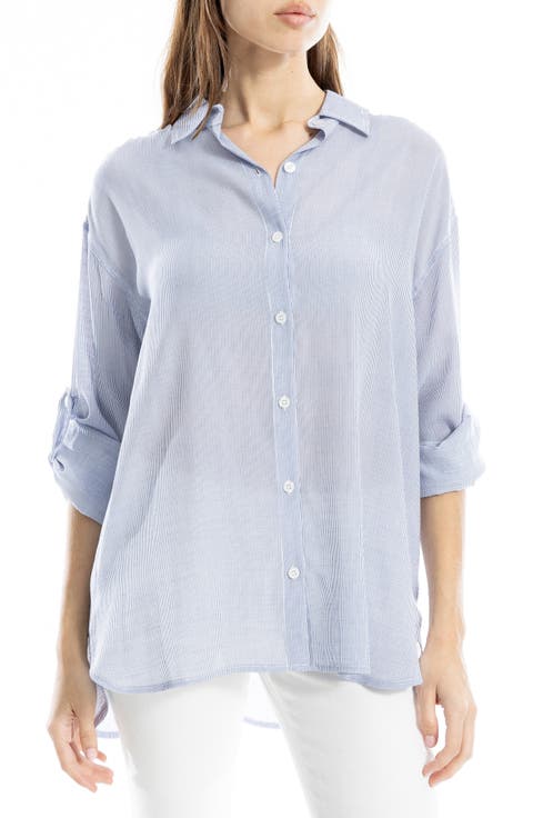 Roll Tab Gauze Button-Up Shirt