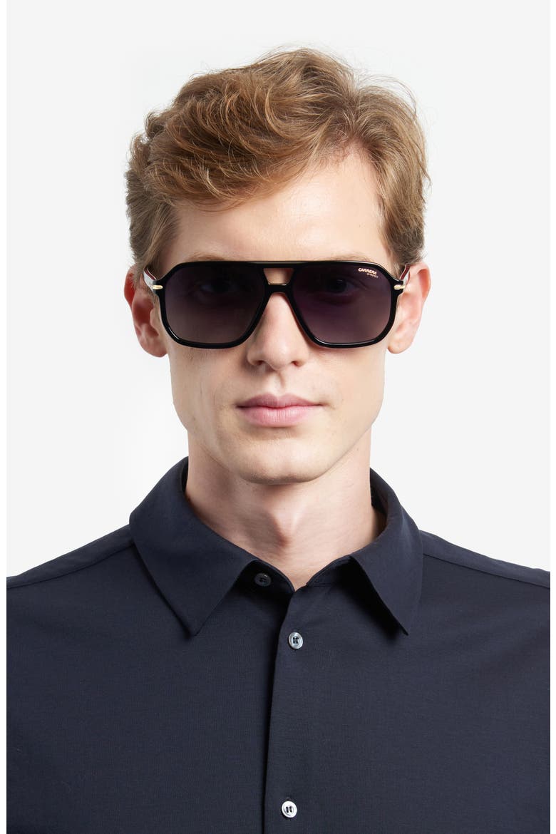 59mm Rectangular Sunglasses, Alternate, color, BLACK/ GREY SHADED
