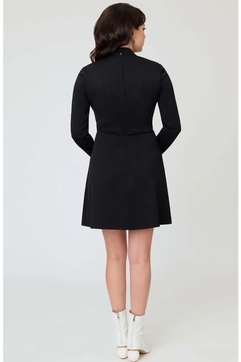 1960s Mock Turtleneck Fit & Flare Dress, Alternate, color, Black w/ Skeleton Print