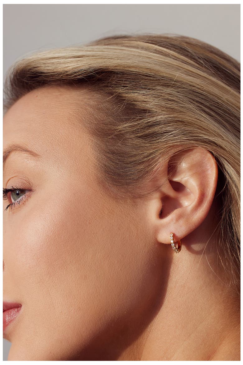 Crystal Huggie Hoop Earrings, Alternate, color, CLEAR- GOLD