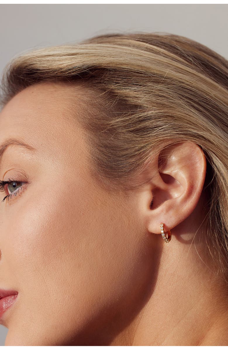 Nordstrom Crystal Huggie Hoop Earrings, Alternate, color, Clear- Silver