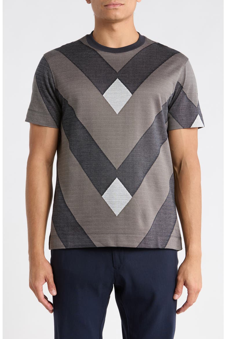 Jacquard Knit Crewneck T-Shirt, Main, color, NAVY