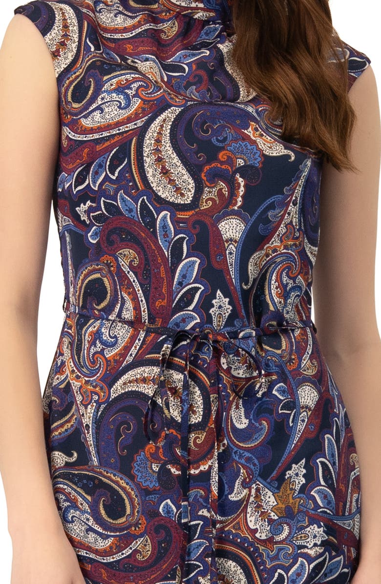 IVONNE Short Off-Shoulder Paisley Print Dress, Alternate, color, Multi-Brown