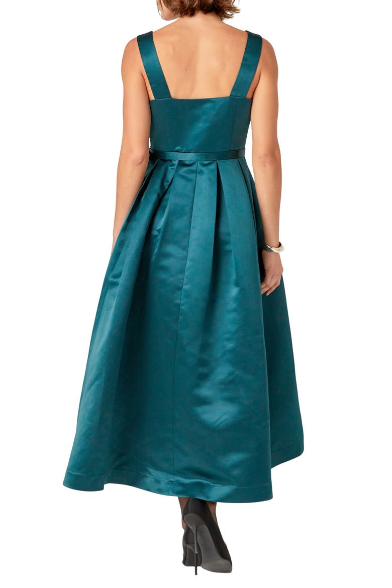 Pleated Belted Midi Dress, Alternate, color, GREEN