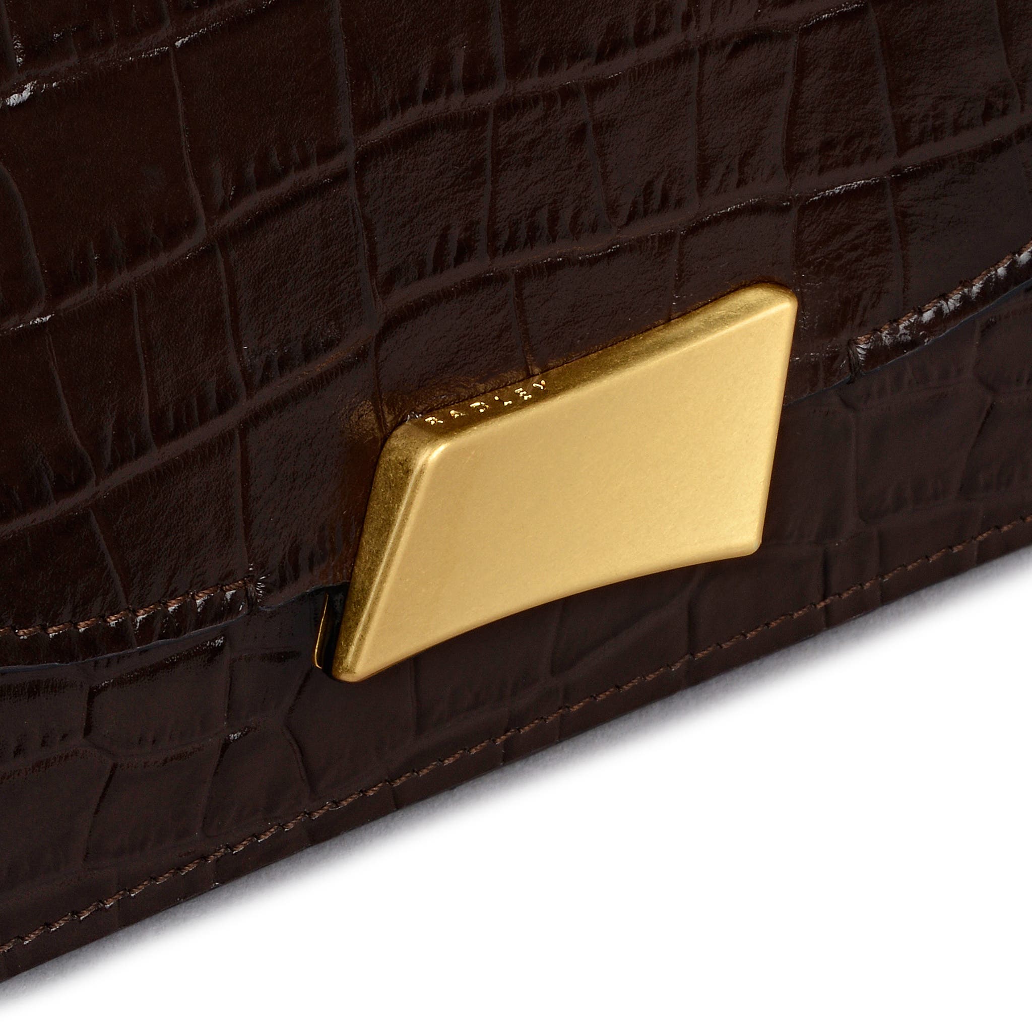 Radley The Belsize - Faux Croc Small Flapover Shoulder Bag, Alternate, color, Dark Oak