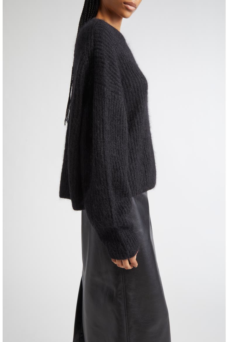 Mohair & Wool Blend Rib Sweater, Alternate, color, BLACK