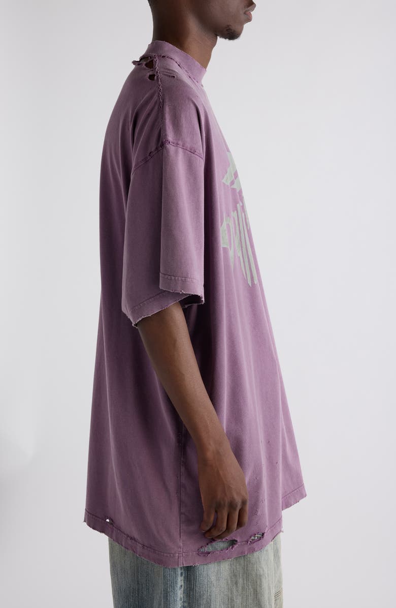 Balenciaga Distressed Oversize Liquefied 3B Logo Graphic T-Shirt, Alternate, color, 
