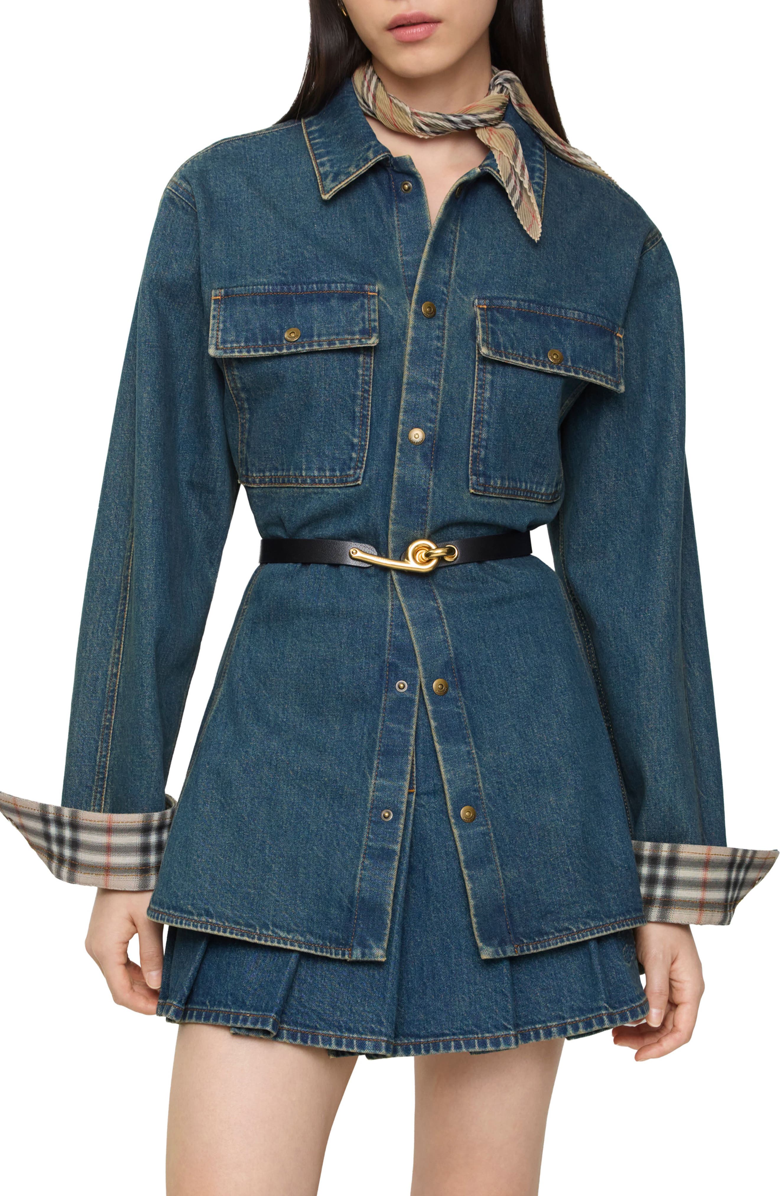 Stretch Denim Button-Up Shirt