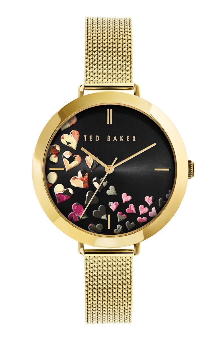 Ted Baker London Ammy Hearts Mesh Strap Watch, 37.5mm, Main, color, 
