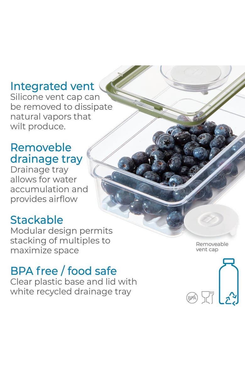 iDesign Medium Fridge Produce Bin with Drainage Tray - Set of 4 - Clear, Alternate, color, Clear