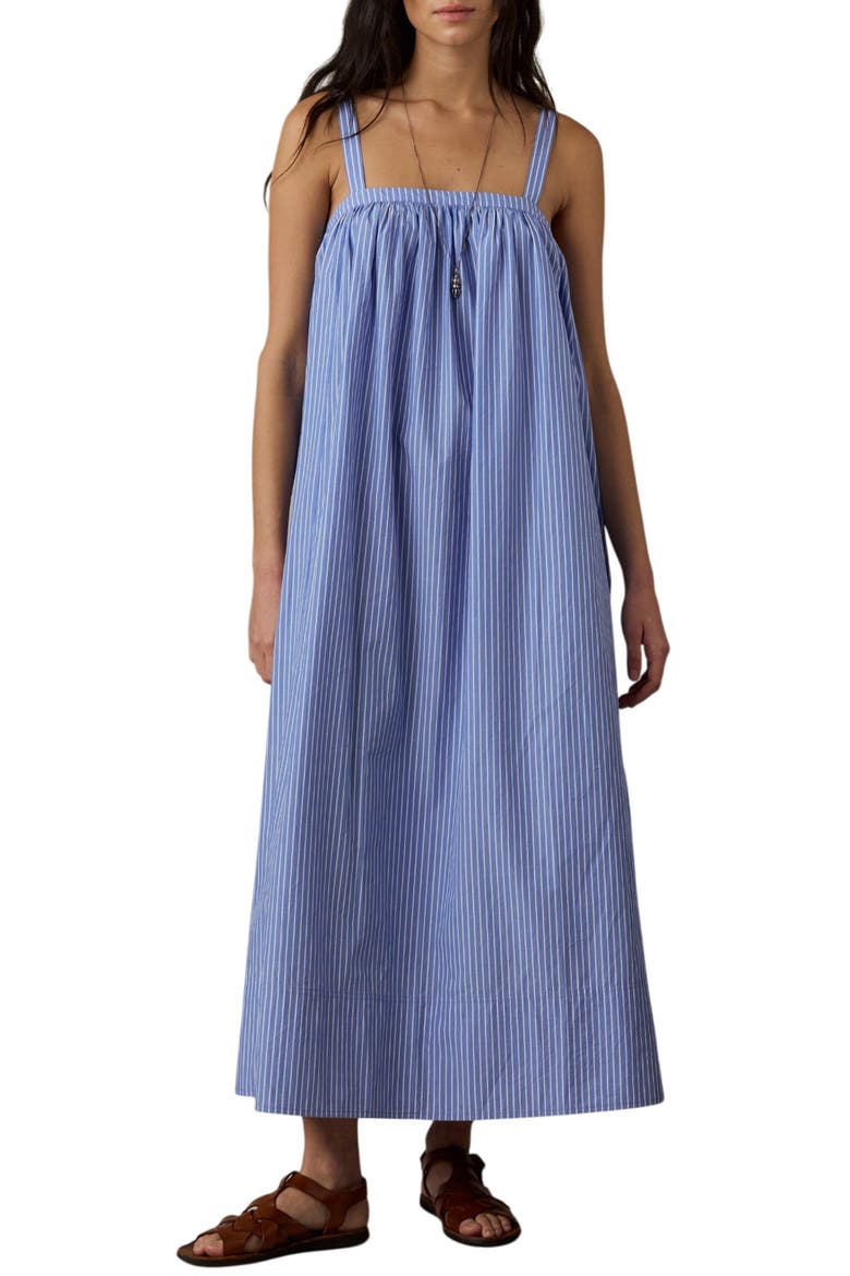 Coastal Poplin Emmy Maxi Dress, Main, color, DEEPWATER STRIPE