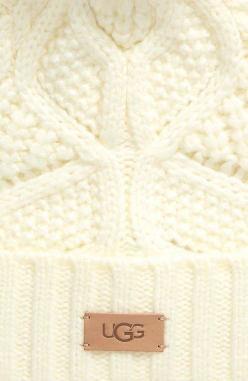 Ugg ® Faux Fur Pompom Cable Knit Beanie In Gray