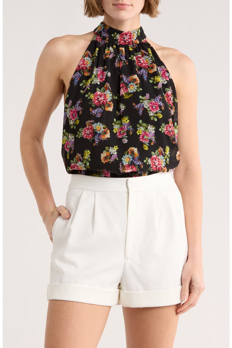 Maris Floral Halter Top, Main, color, MAGNOLIA FLORAL BLACK