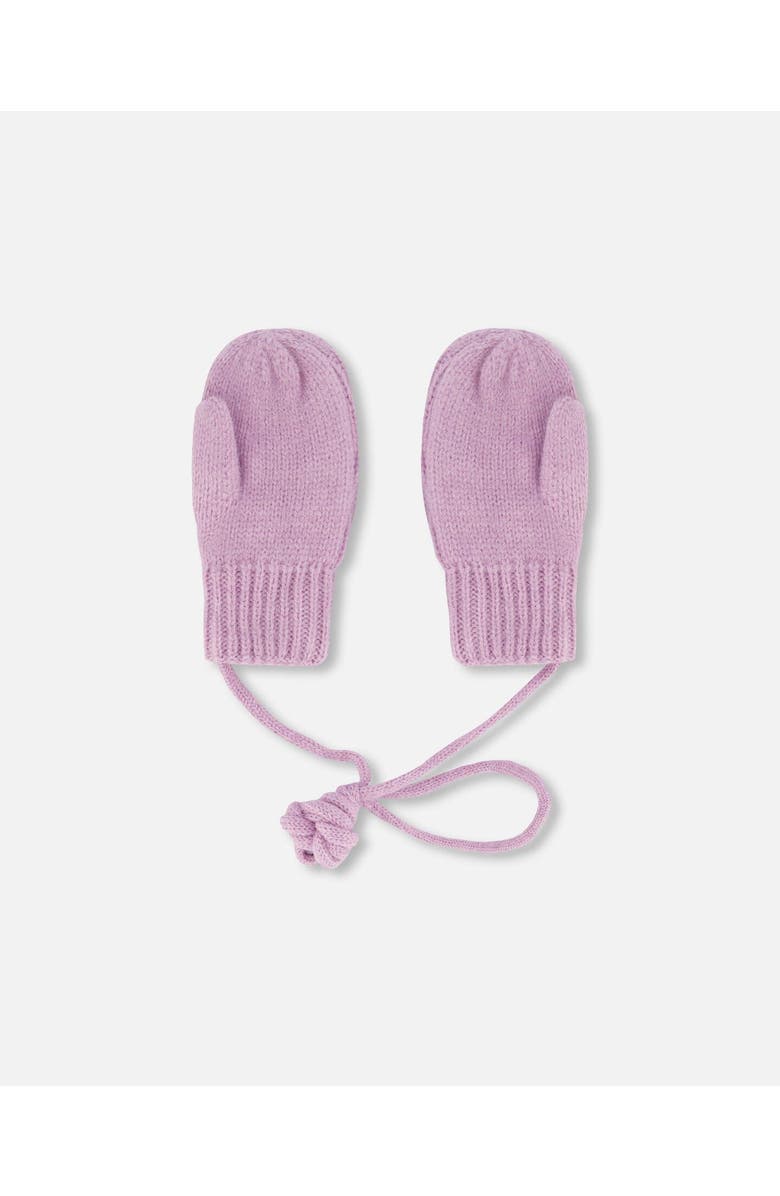 Deux par Deux Baby Girl's Knitted Mittens With String Lilac, Alternate, color,