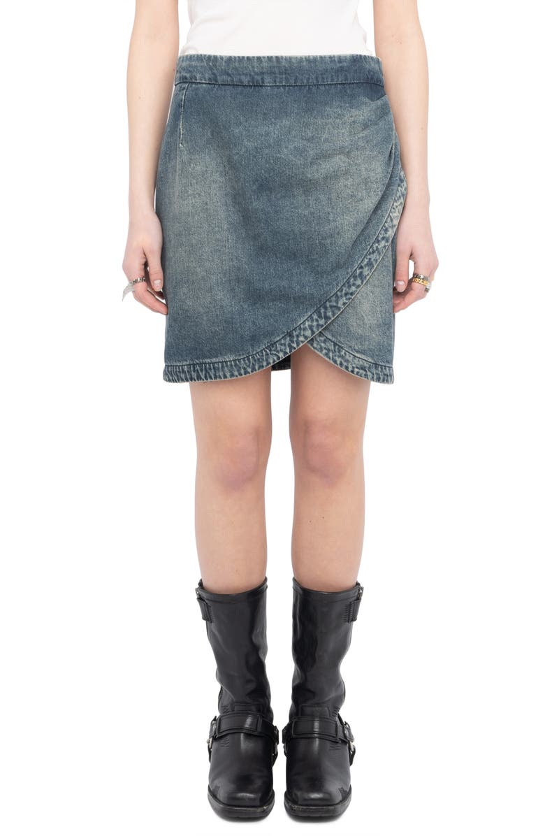 Zadig & Voltaire Denim Miniskirt, Main, color, Medium Blue