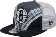 New Era Men's New Era Black/Gray Brooklyn Nets Throwback Dye Golfer Snapback Hat