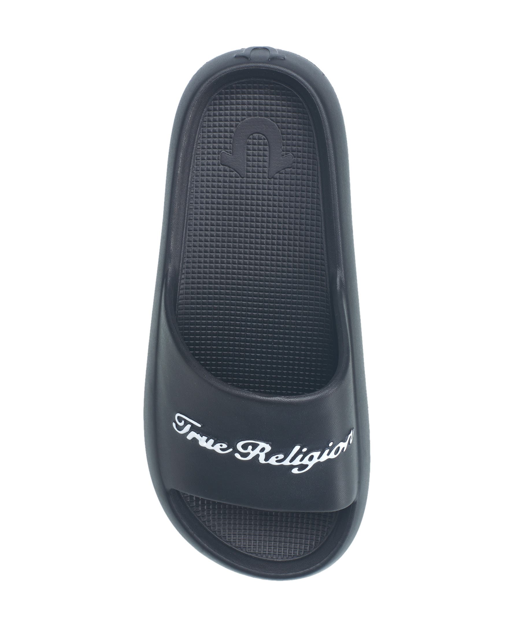 True Religion Foxy Logo Slide, Alternate, color, Black