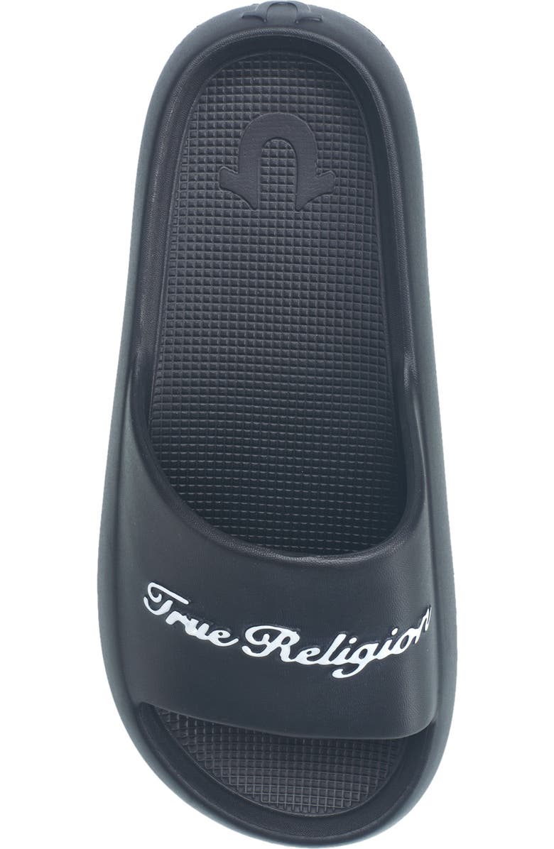 True Religion Foxy Logo Slide, Alternate, color, Black