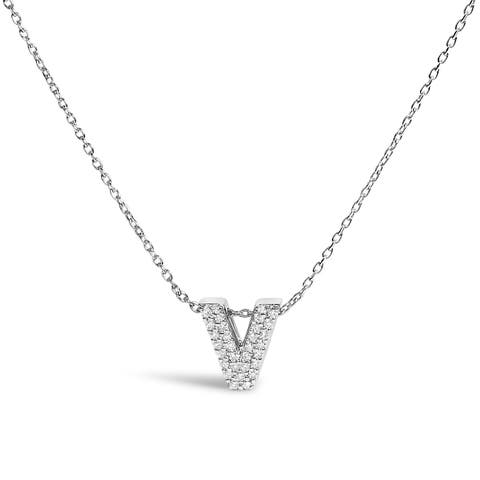 10K Gold Diamond Accent "A-Z" Initial Bubble Pendant Necklace