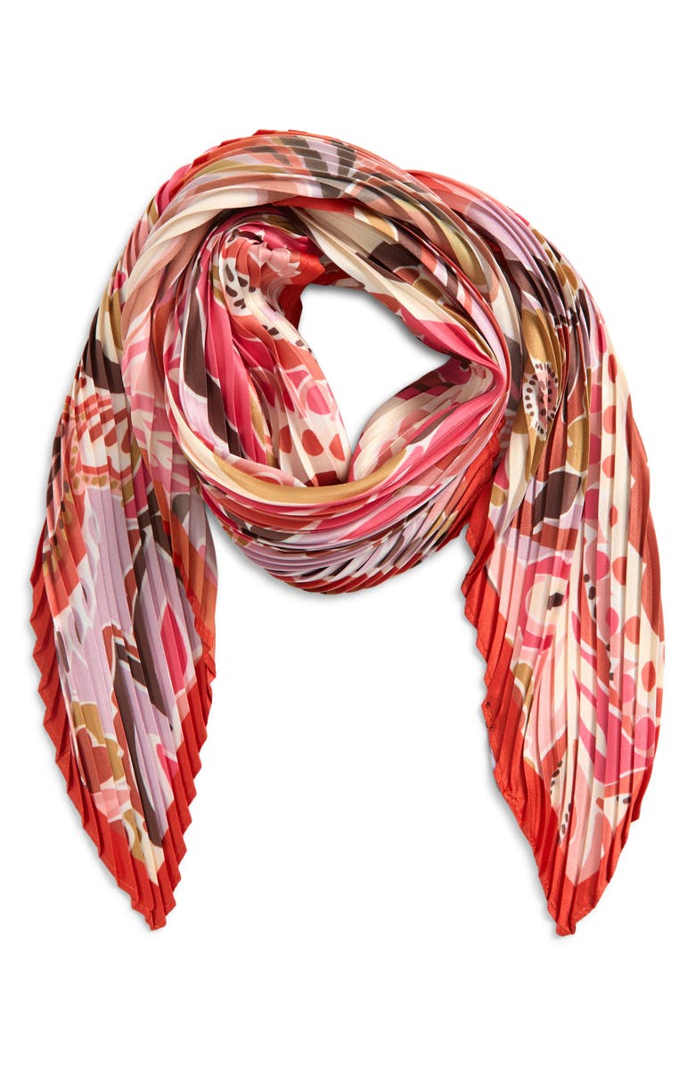 Echo Crazy Pleated Diamond Scarf, Main, color, Red Clay