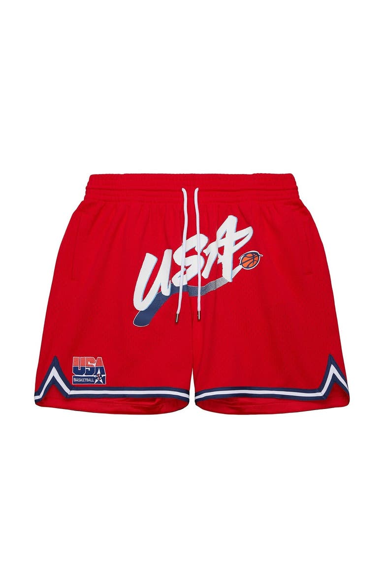 Mitchell & Ness Men's Mitchell & Ness Red USA Basketball Practice Shorts, Alternate, color, 