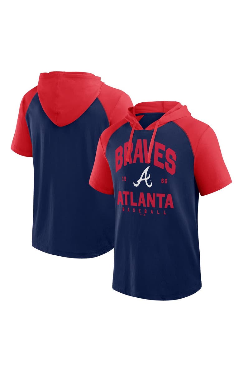 PROFILE Men's Profile Navy Atlanta Braves Big & Tall Short Sleeve Pullover Hoodie, Main, color, 