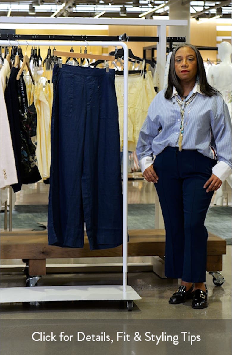 Patch Pocket Pull-On Wide Leg Linen Pants, sales video thumbnail