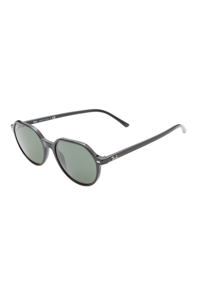 Thalia 53mm Geometric Sunglasses, Alternate, color, BLACK / GREEN