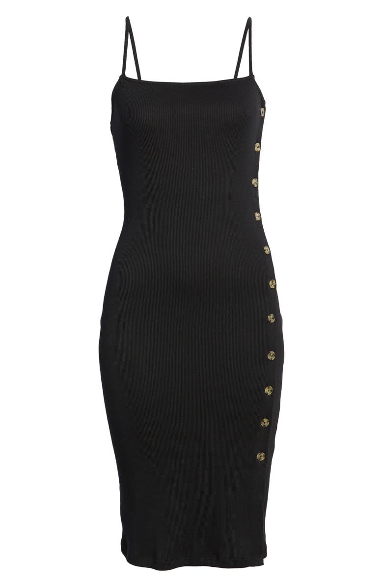 French Connection Tommy Button Detail Rib Sheath Dress, Alternate, color, 