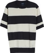Drake's Stripe Linen & Cotton T-Shirt