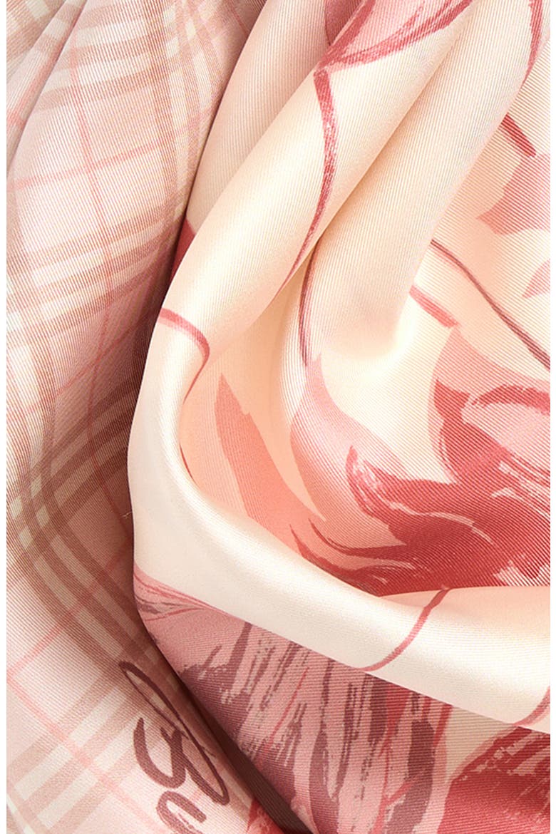 Tulip Check Silk Twill Square Scarf, Alternate, color, QUARTZ PINK