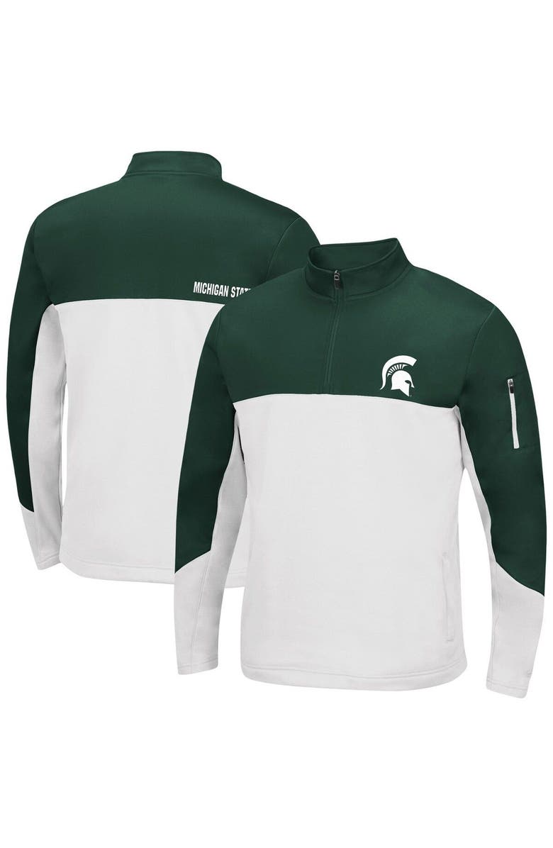 COLOSSEUM Men's Colosseum Green/White Michigan State Spartans Triple Dog Dare Quarter-Zip Jacket, Alternate, color, 