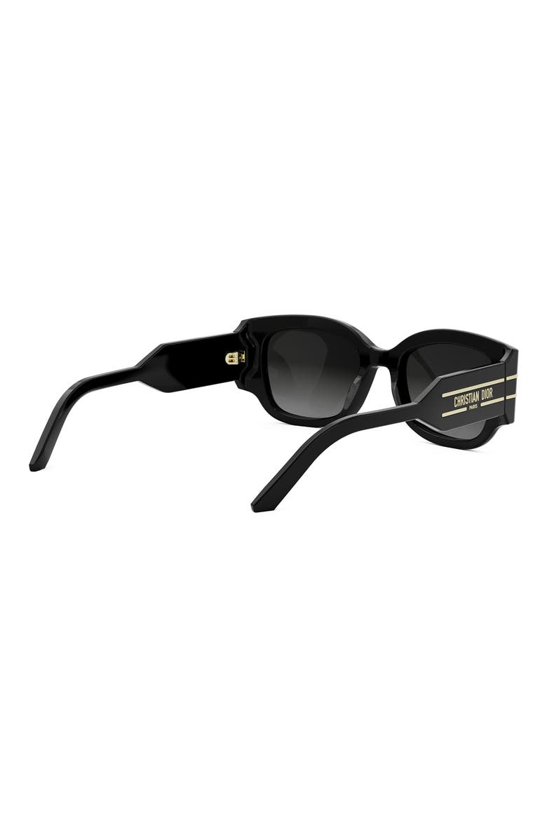 'DiorSignature S13I 52mm Rectangular Sunglasses, Alternate, color, SHINY BLACK / GRADIENT SMOKE