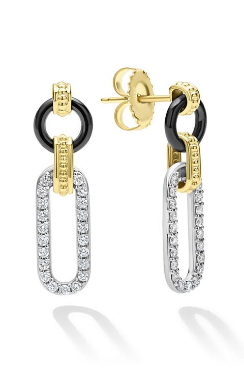 Diamond & Caviar Drop Earrings