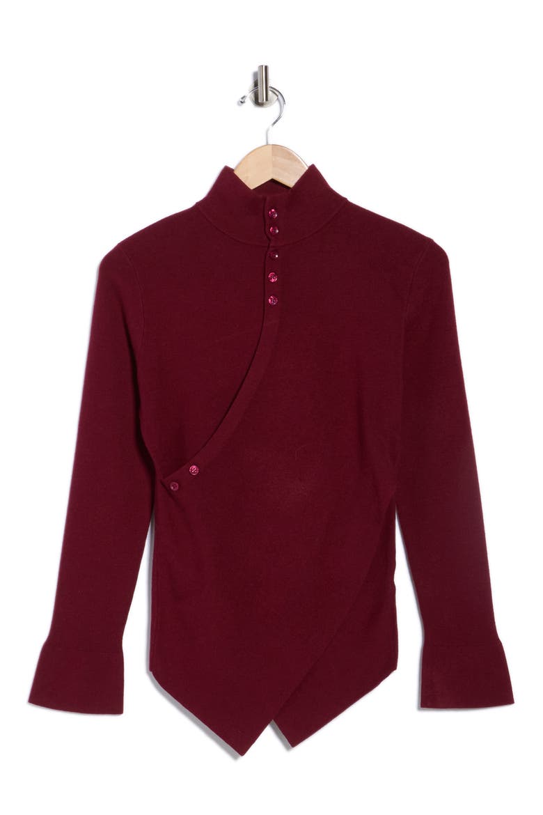 Henley Criss Cross Sweater, Alternate, color, BURGUNDY