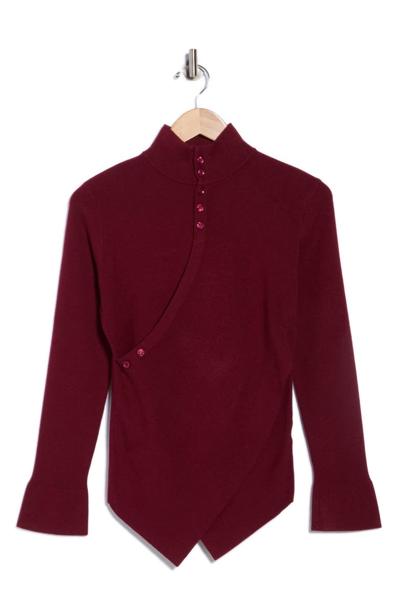 PATRIZIA LUCA Henley Criss Cross Sweater, Alternate, color, Burgundy