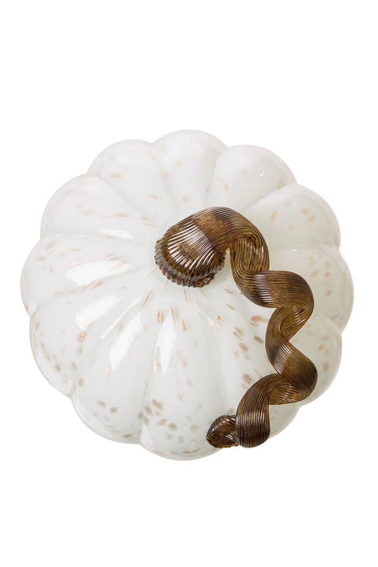 8.5"D Golden White Glass Pumpkin, Alternate, color, White