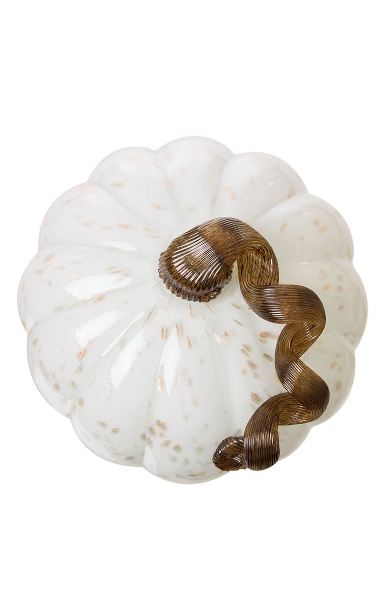 Glitzhome 8.5"D Golden White Glass Pumpkin, Alternate, color, 