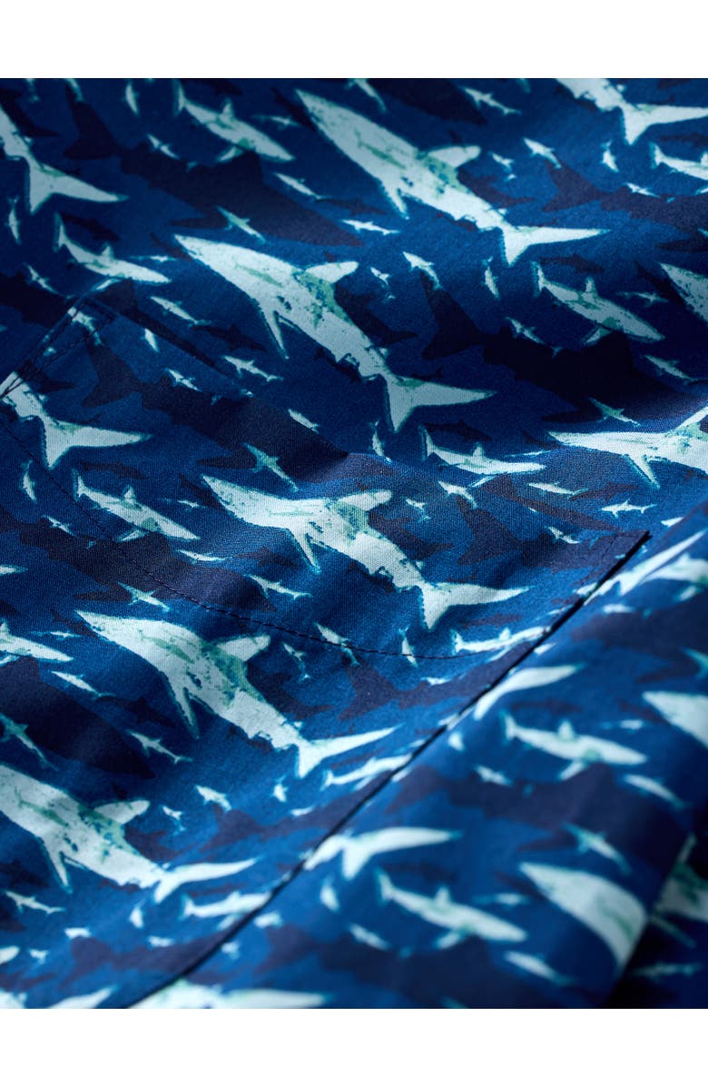 Harbor Bay by DXL Big & Tall Easy-Care Shark Print Sport Shirt V2, Alternate, color, Blue
