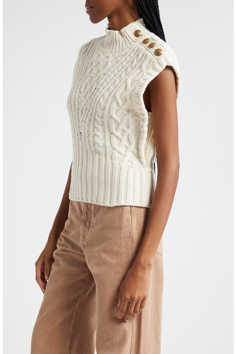Holton Wool Button Shoulder Cap Sleeve Sweater, Alternate, color, IVORY