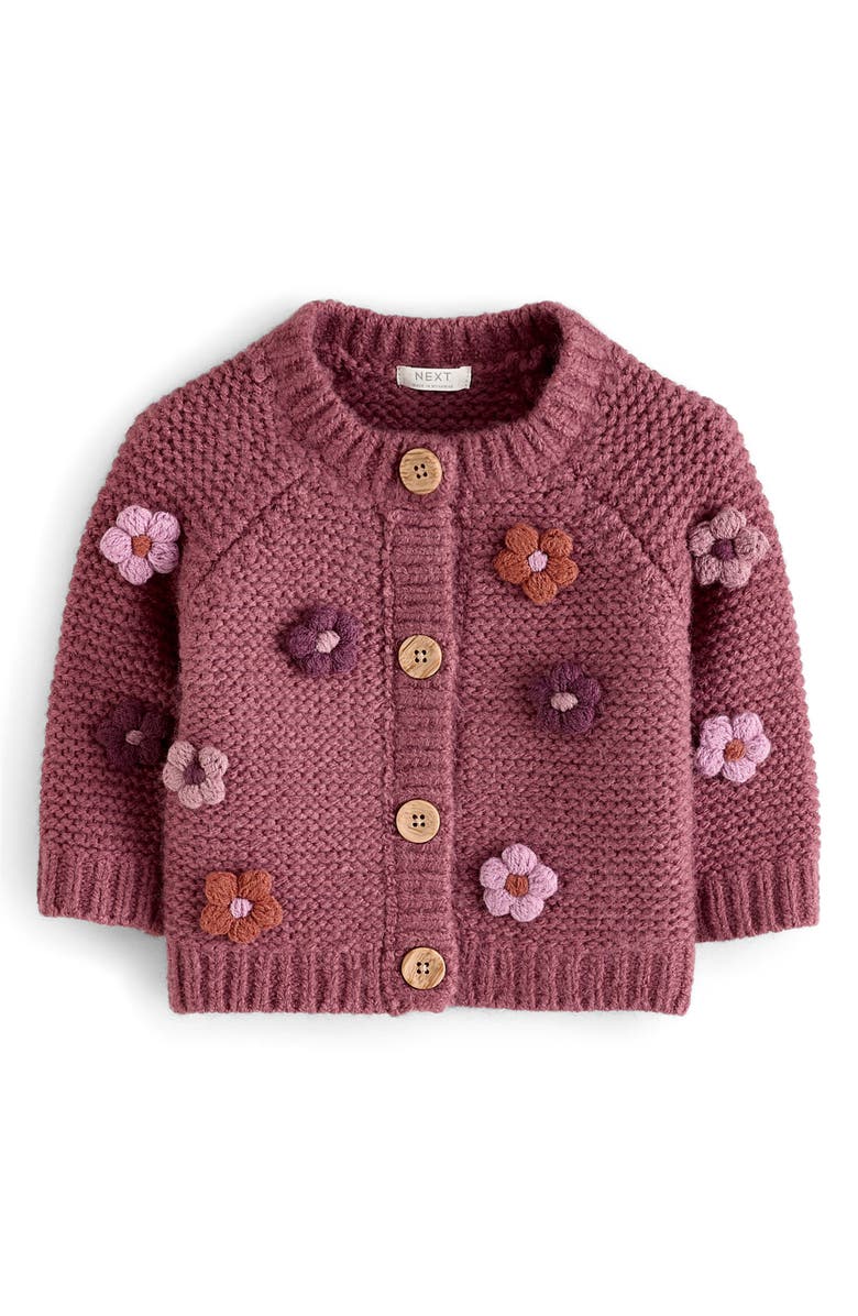NEXT Kids' 3D Flower Embellished Cardigan, Main, color, Pink