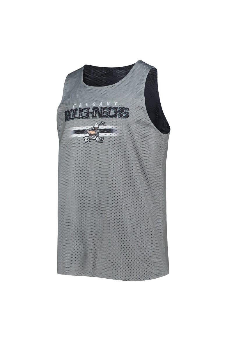 Men's FOCO Black/Gray Calgary Roughnecks Reversible Mesh Tank Top, Alternate, color, Black