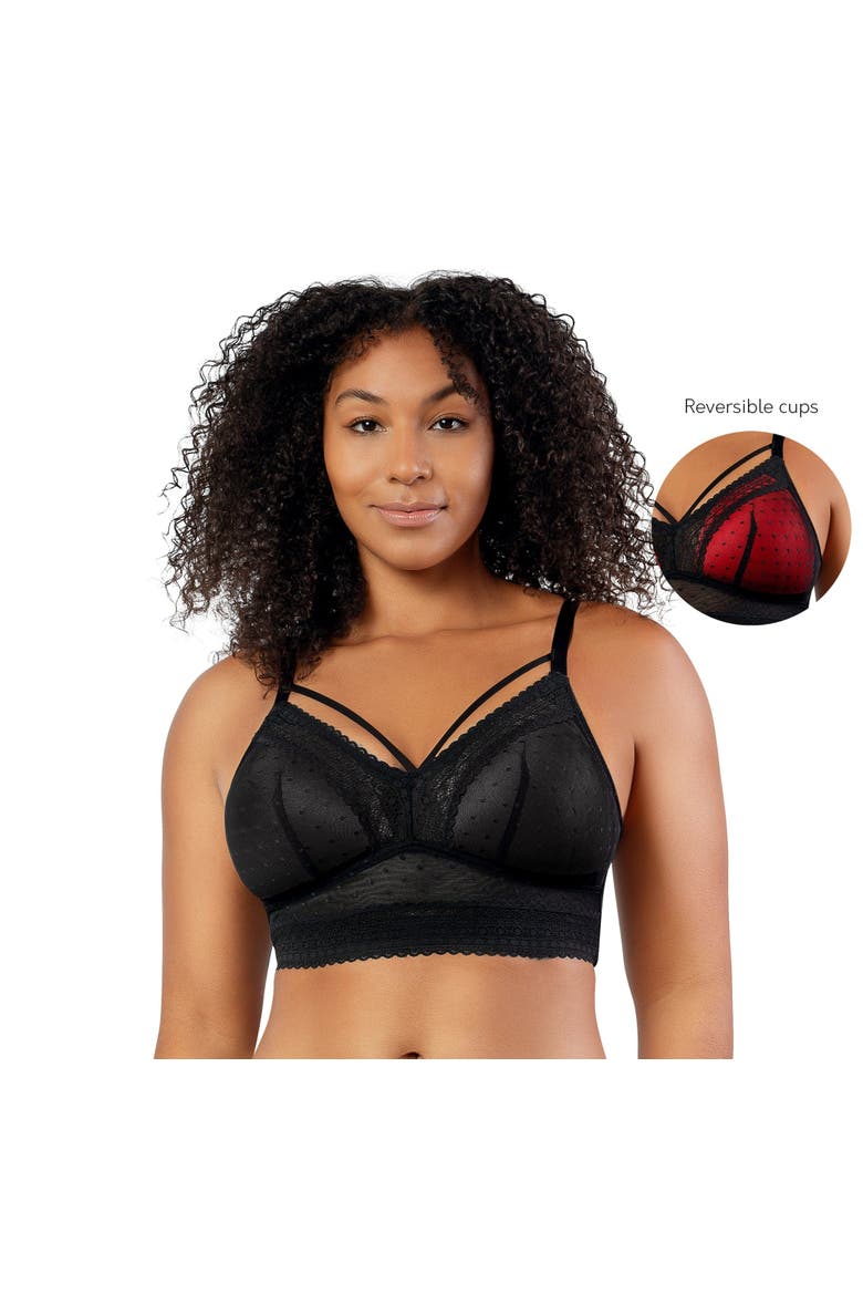 Mia Wire-Free Padded Mesh Bralette, Alternate, color, Black
