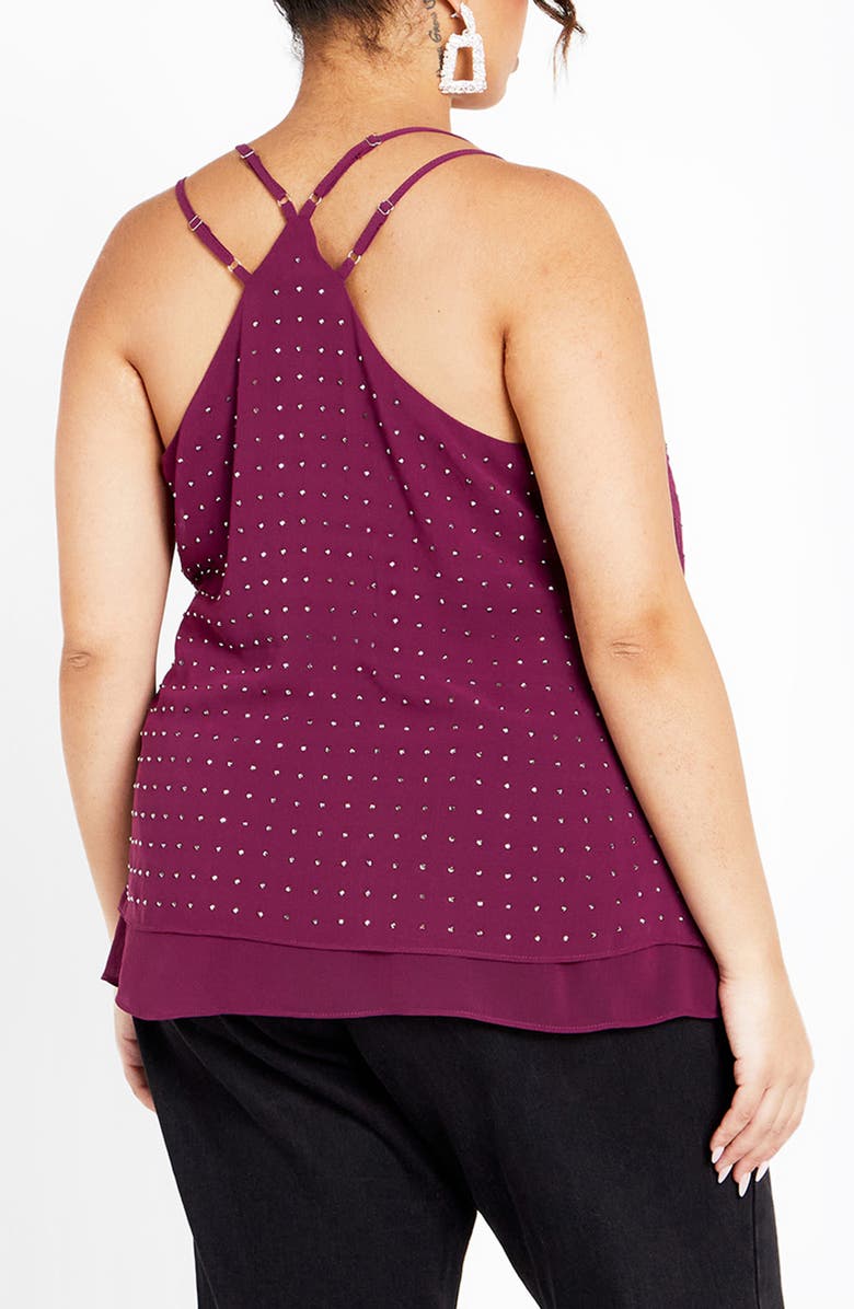 City Chic Rosalia Studded Tank Top, Alternate, color, Purple